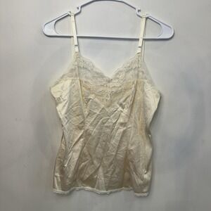 Vtg Women's Vasarette Ivory Lacey Lingerie Top Tank Coquette Babydoll Medium